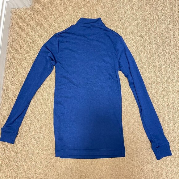 Vintage Silk Blend Stretchy Knit Mockneck Top Blue – XS - Picture 4 of 8